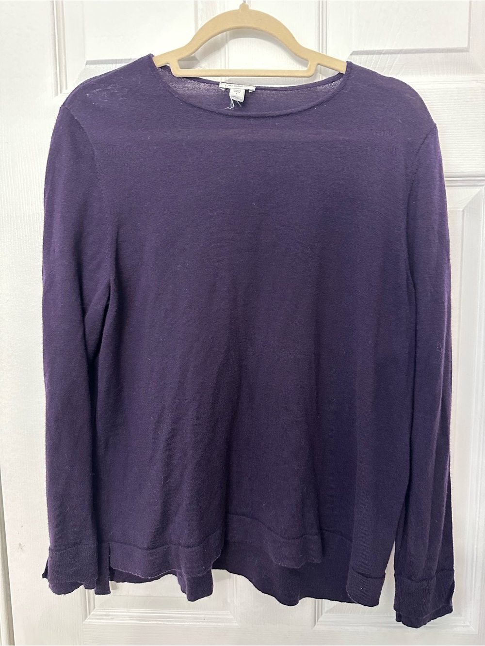 J. Jill Purple Washable Merino Wool Sweater Long Sleeve Button Cuff Large